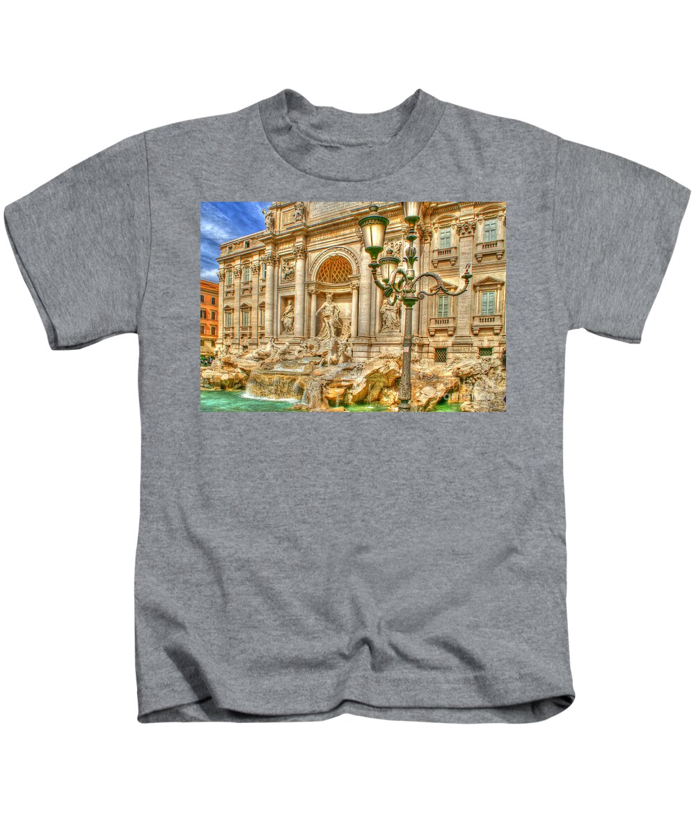 Fountain Kids T-Shirt featuring the photograph Trevi Fountain in Rome by David Birchall