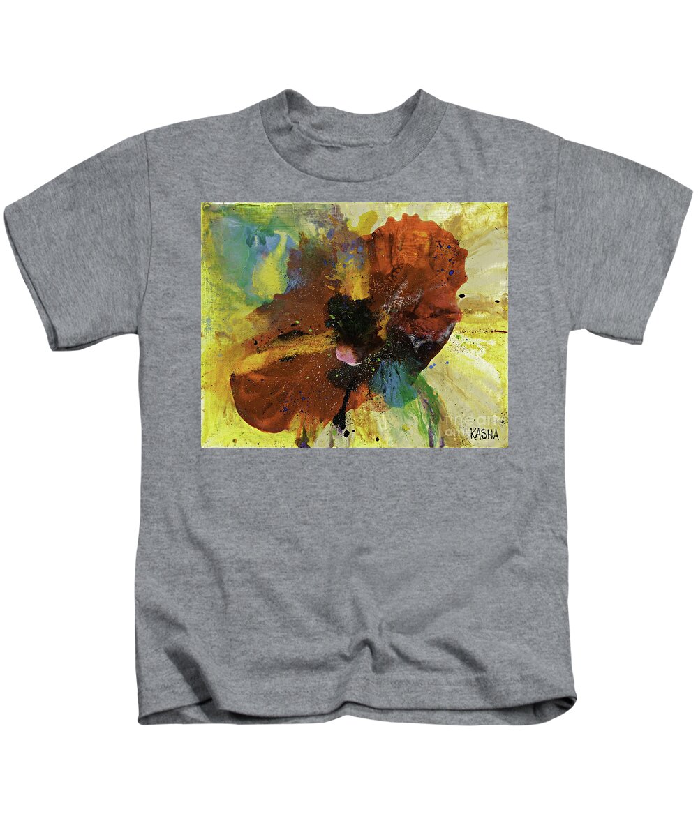Floral Kids T-Shirt featuring the painting Mindset by Kasha Ritter
