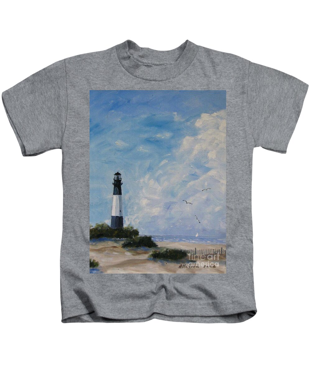 Savannah Kids T-Shirt featuring the painting Tybee Light by Stanton Allaben