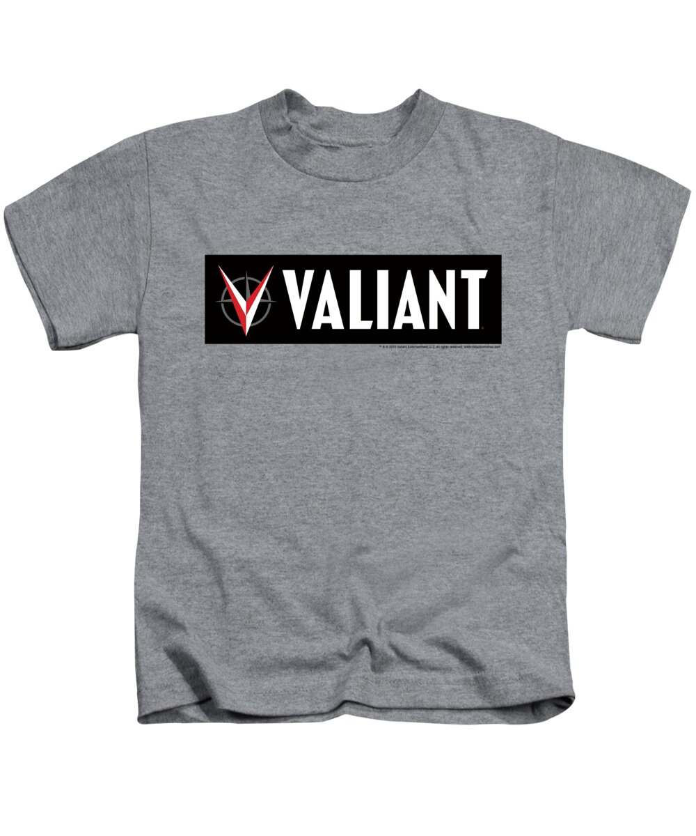  Kids T-Shirt featuring the digital art Valiant - Horizontal Logo by Brand A
