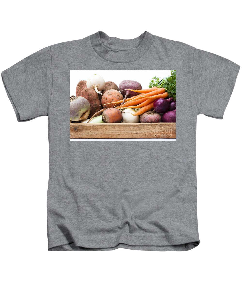 Allium Kids T-Shirt featuring the photograph Veg Box by Anne Gilbert