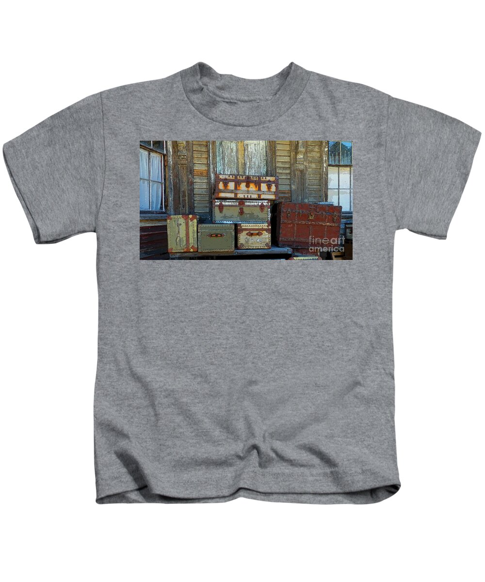 Marcia Lee Jones Kids T-Shirt featuring the photograph Vintage Trunks  sold by Marcia Lee Jones