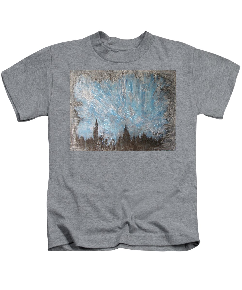 Acryl Painting Structured Kids T-Shirt featuring the painting W2 - smog by KUNST MIT HERZ Art with heart