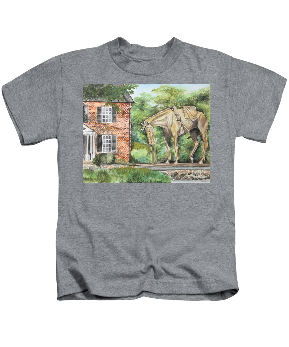 Middleburg Kids T-Shirt featuring the painting War Horse Memorial by Kathy Laughlin