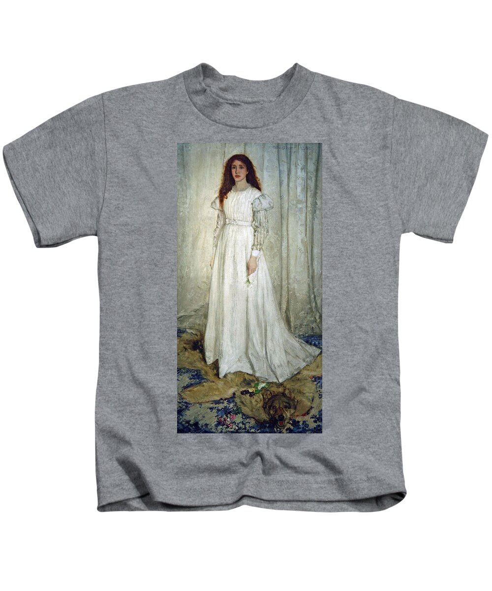The White Girl Kids T-Shirt featuring the photograph Whistler's The White Girl Or Symphony In White by Cora Wandel