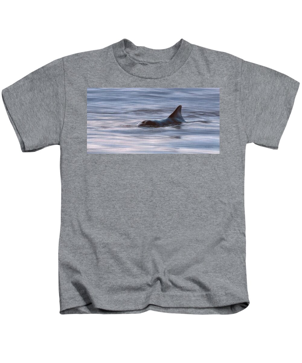 Bottlenose Dolphin Kids T-Shirt featuring the painting Wild Bottlenose Dolphin Painting - In Support of the Sea Shepherd Conservation Society by Rachel Stribbling