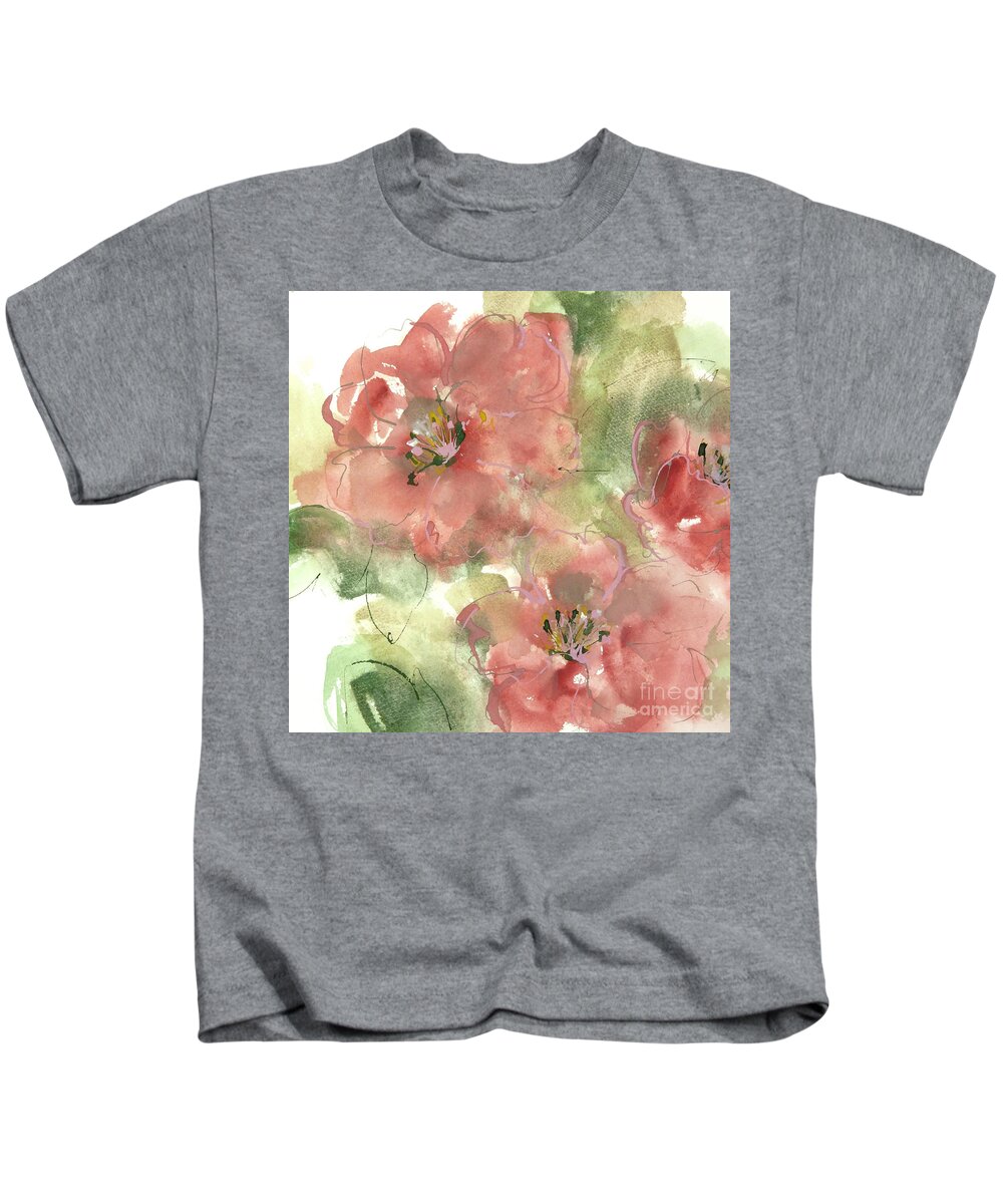 Original Watercolors Kids T-Shirt featuring the painting Wild Camellia 1 by Chris Paschke