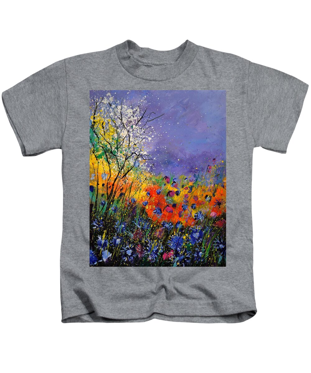 Landscape Kids T-Shirt featuring the painting Wild Flowers 4110 by Pol Ledent