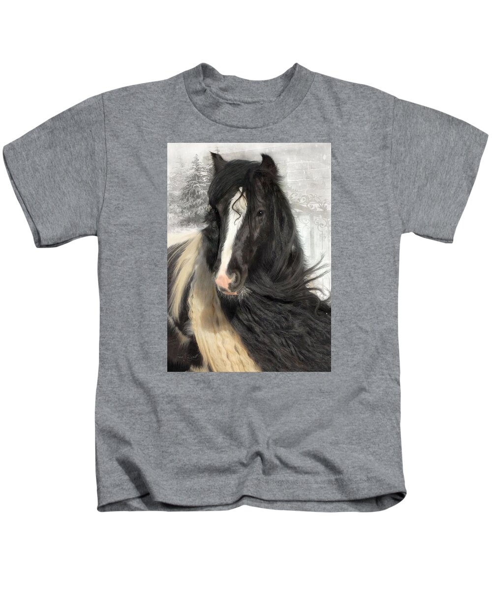 Gypsy Horses Kids T-Shirt featuring the photograph Winter Woolies by Fran J Scott