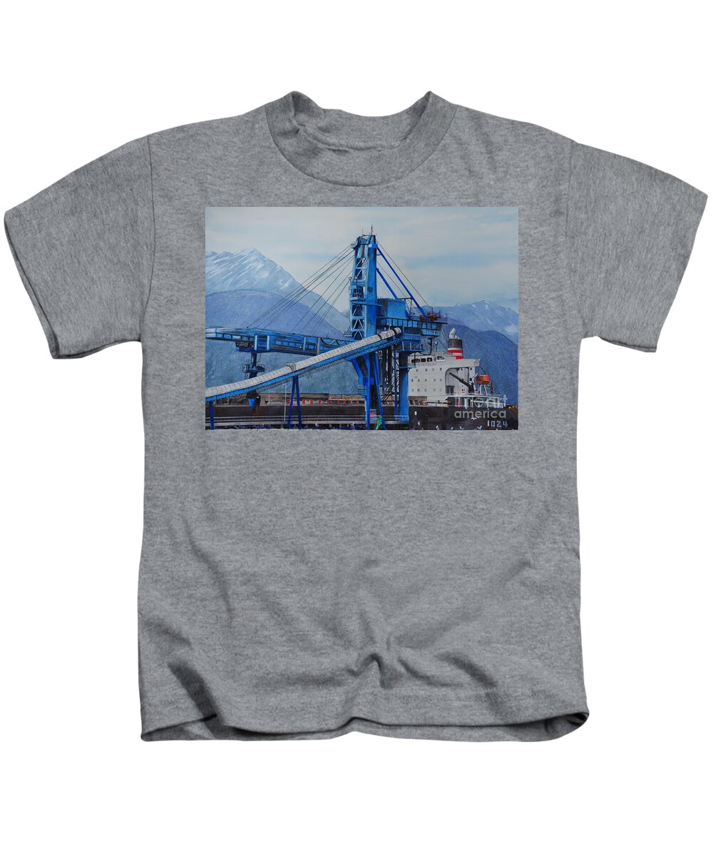Blue Kids T-Shirt featuring the painting Working America by John W Walker