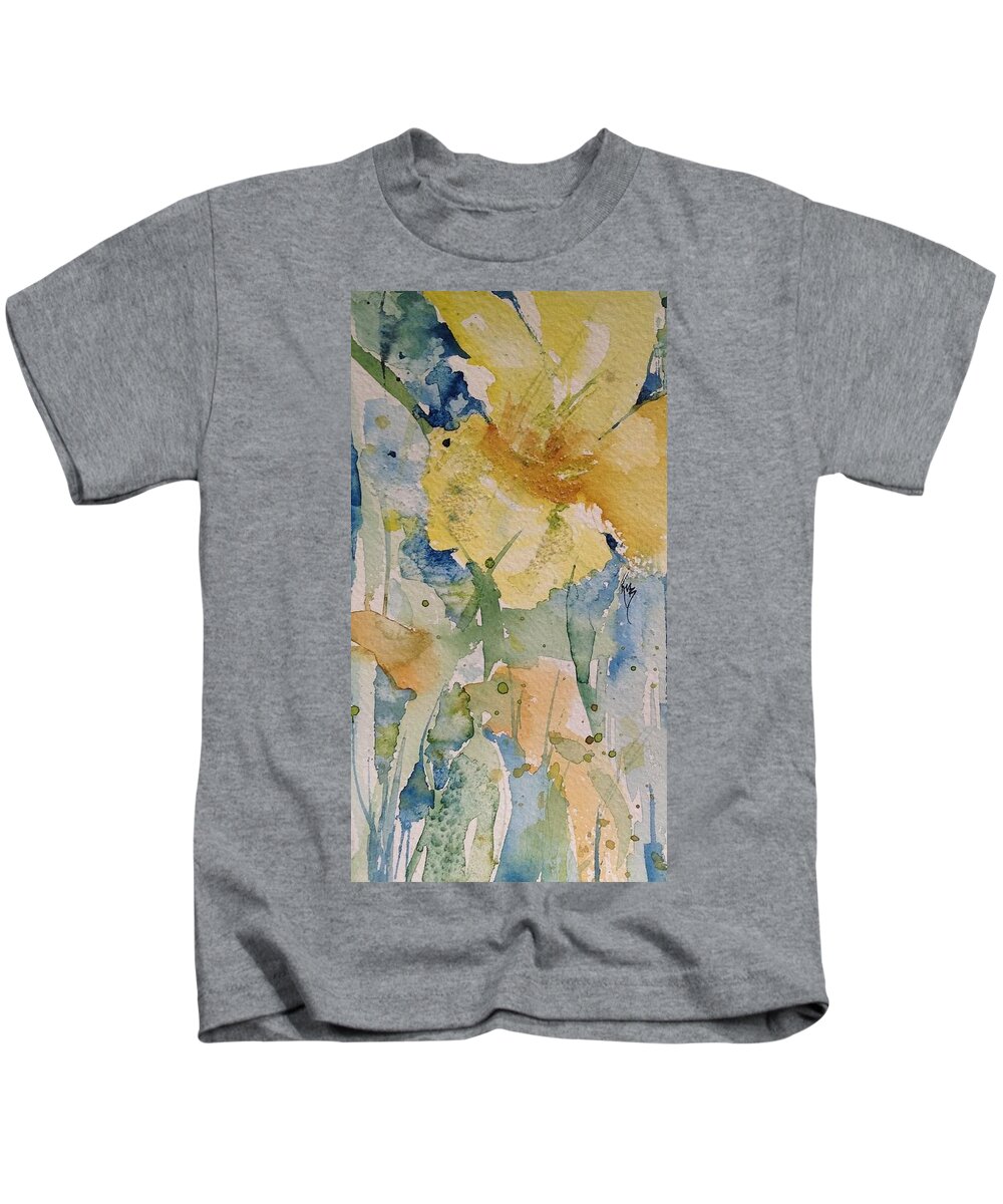 Yellow Kids T-Shirt featuring the painting Yellow Flower Study by Robin Miller-Bookhout