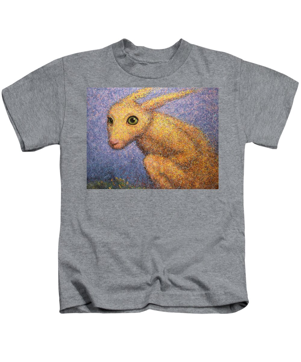 Yellow Rabbit Kids T-Shirt featuring the painting Yellow Rabbit by James W Johnson