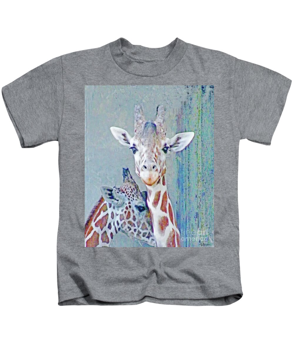 Giraffe Kids T-Shirt featuring the digital art Young giraffes by Lizi Beard-Ward