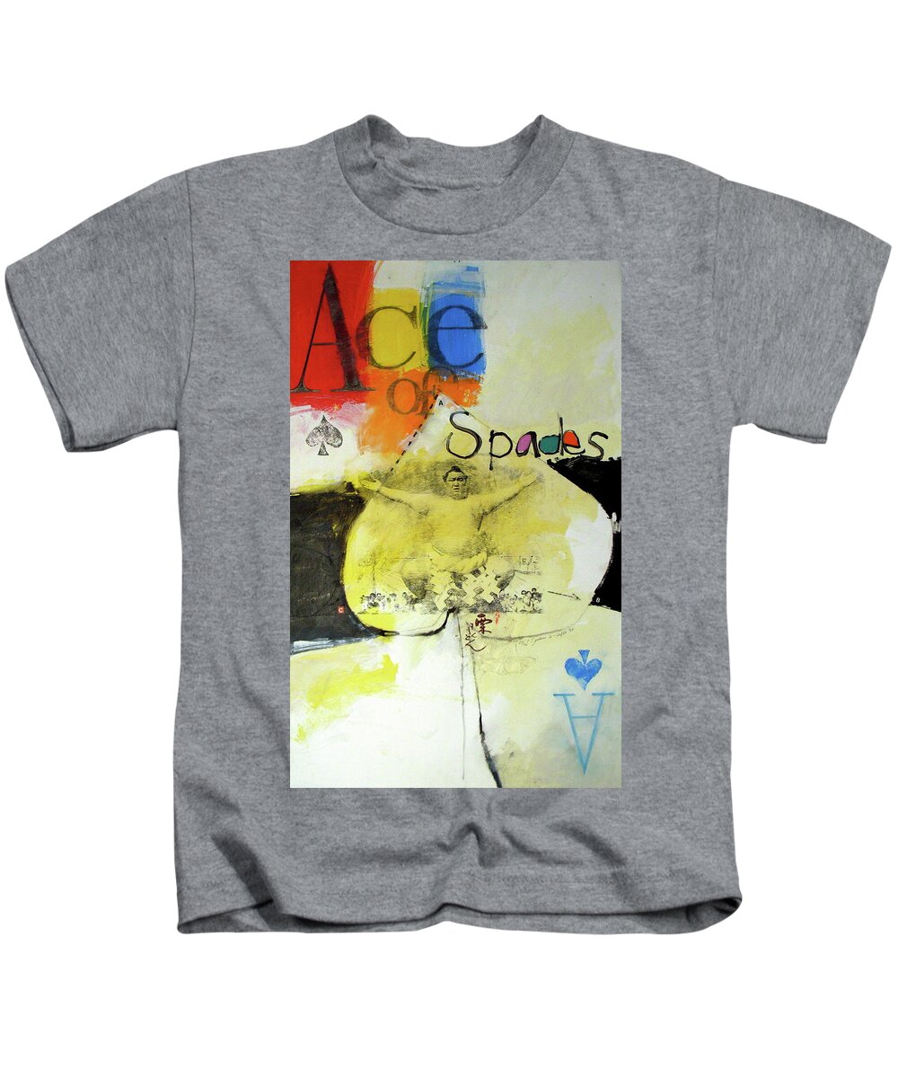 Acrylic Kids T-Shirt featuring the mixed media Ace of spades 25-52 by Cliff Spohn