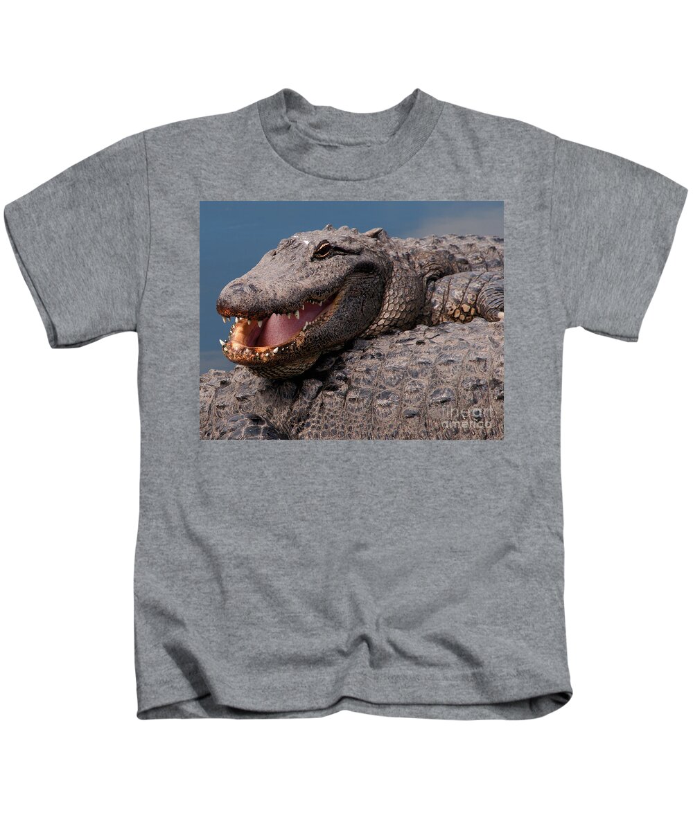 Alligator Kids T-Shirt featuring the photograph Alligator Smile by Art Whitton