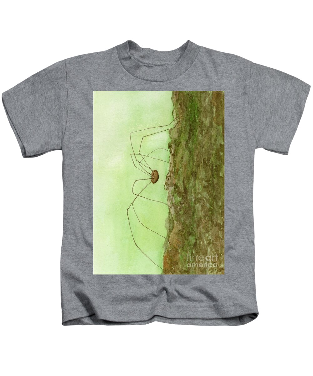 Daddy Kids T-Shirt featuring the painting Daddy Long Legs by Jackie Irwin