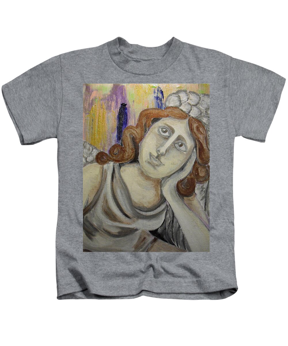 Angels Kids T-Shirt featuring the painting Deep in Thought by Melissa Torres