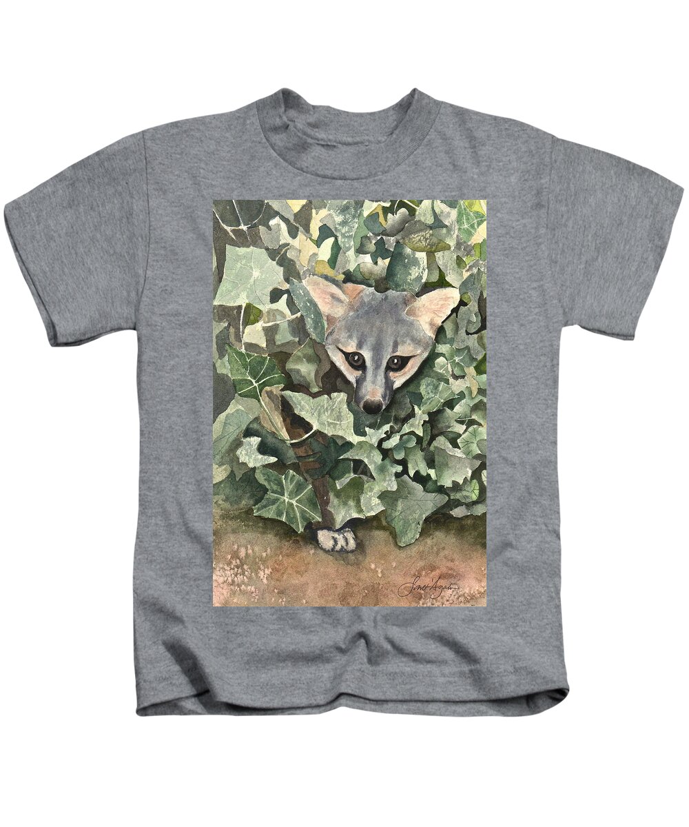 Ivy Kids T-Shirt featuring the painting Fox 'n Ivy by Frank SantAgata