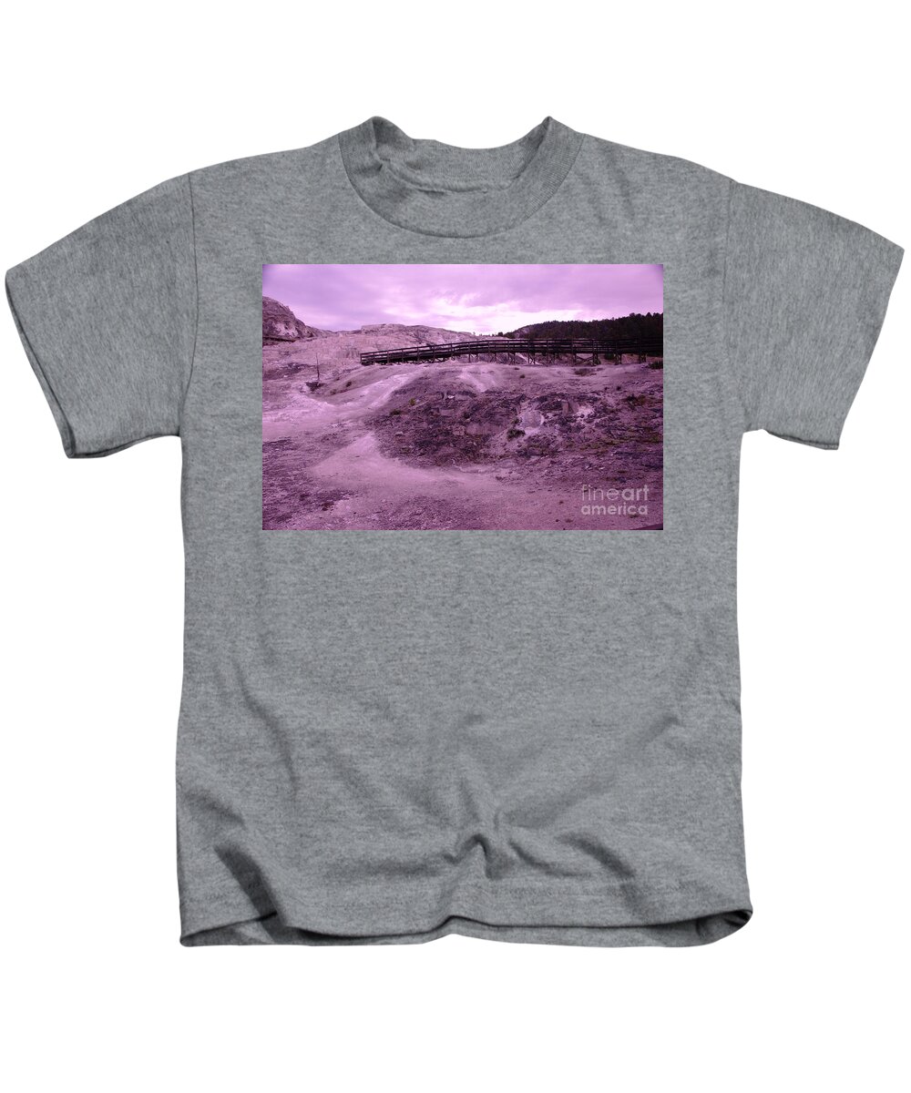 Yellowstone Kids T-Shirt featuring the photograph Geysers And Hot Springs by Jeff Swan