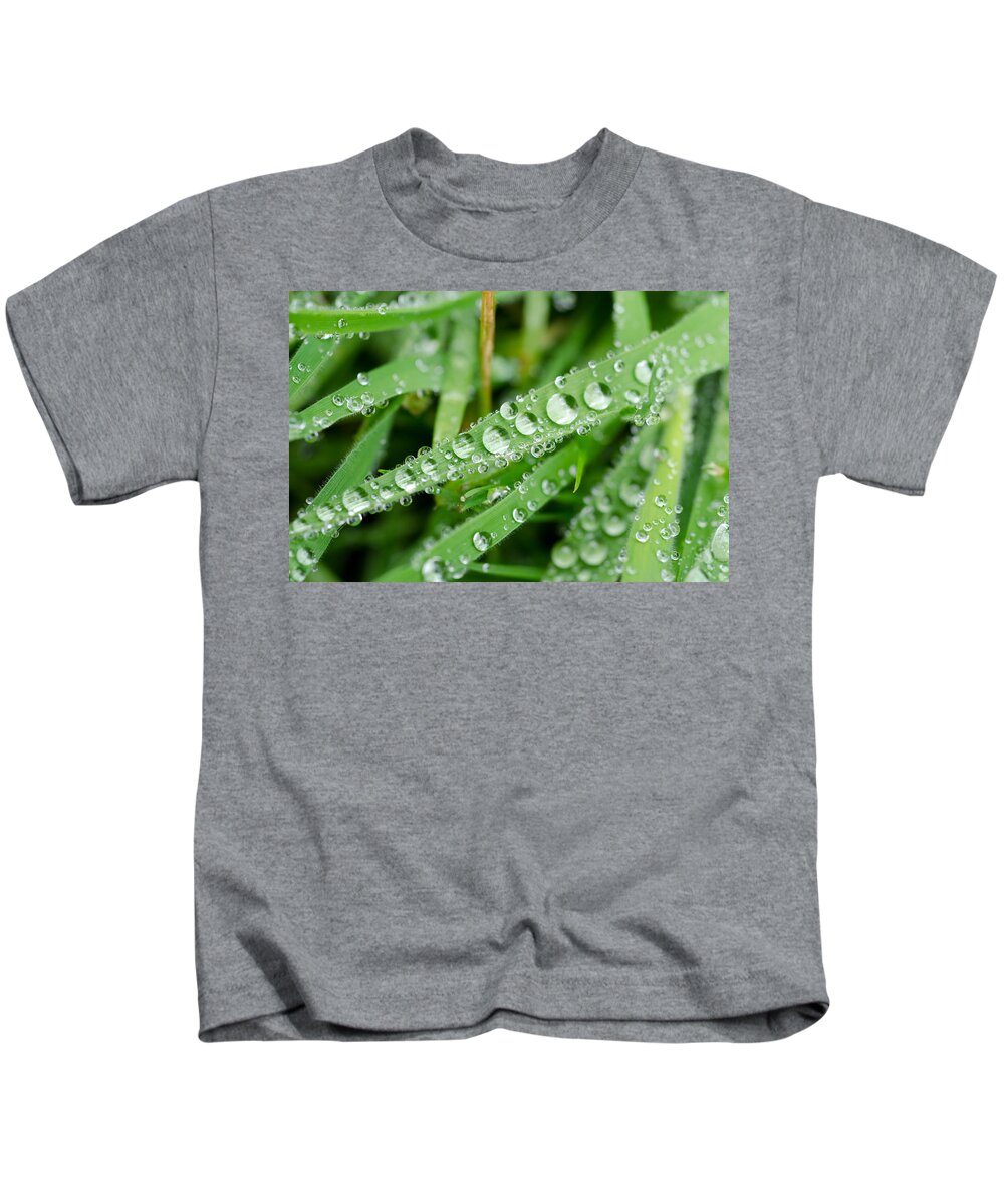Raindrops Kids T-Shirt featuring the photograph Glistening Grass by Margaret Pitcher