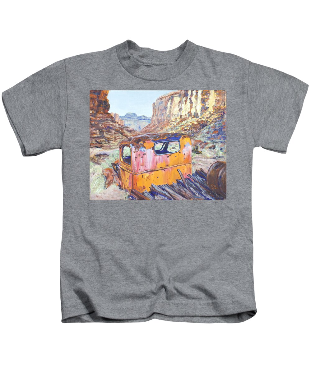 Truck Kids T-Shirt featuring the painting Hey Joe Relic by Page Holland