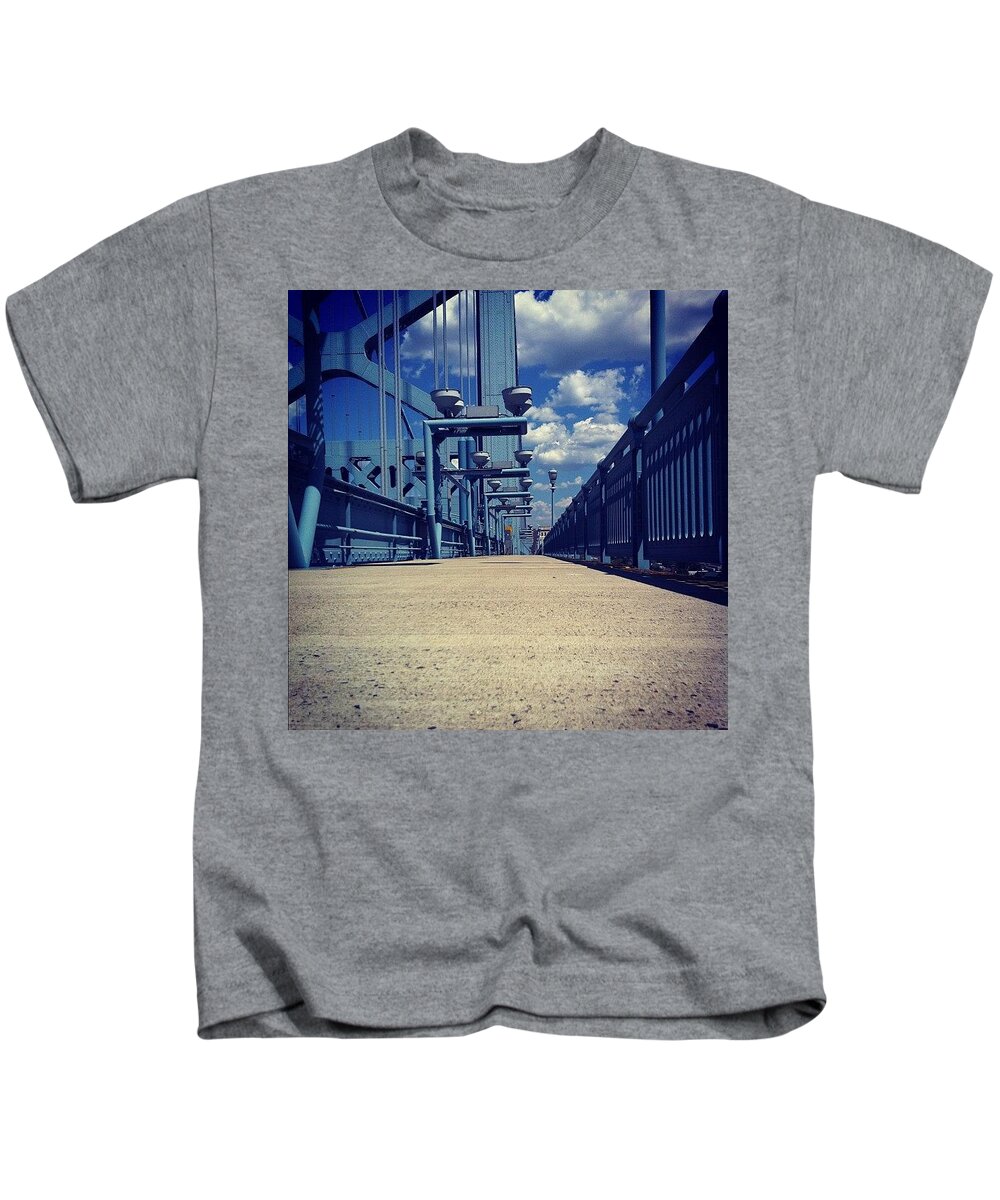 Bridge Kids T-Shirt featuring the photograph It's Very Blue Up Here by Katie Cupcakes