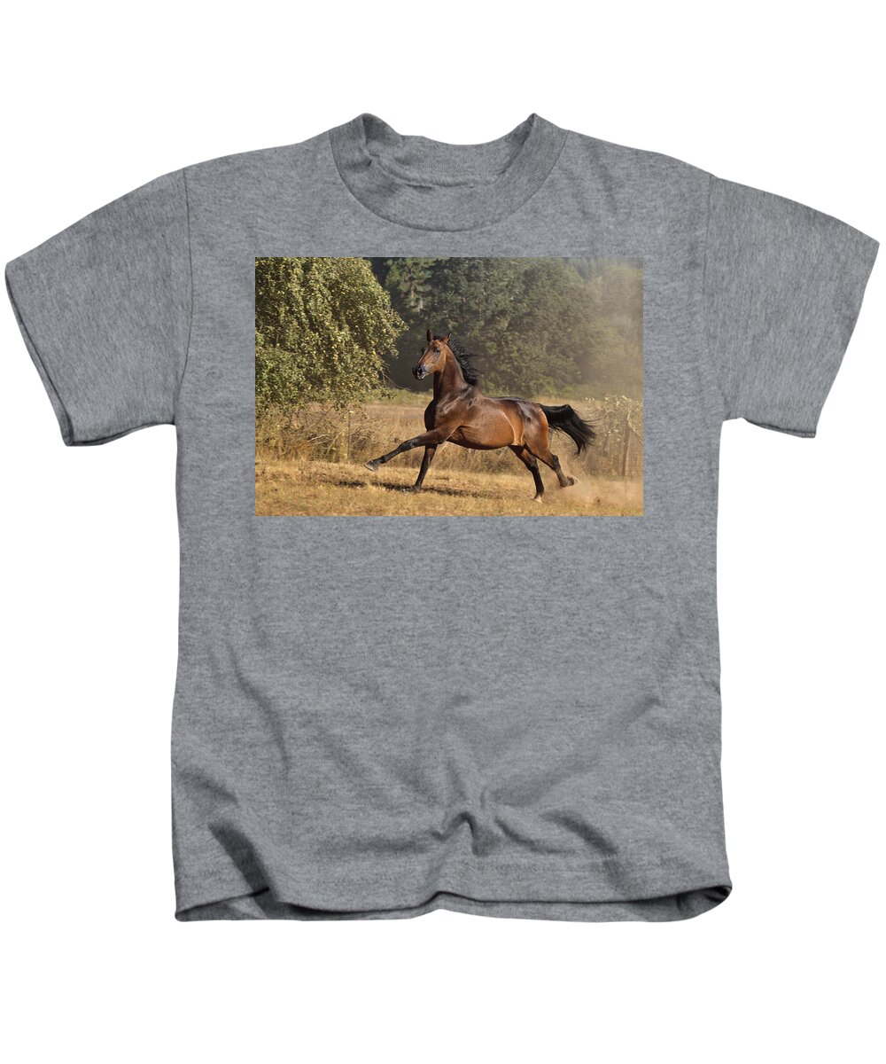 Kicking Up Dust Kids T-Shirt featuring the photograph Kicking Up Dust by Wes and Dotty Weber