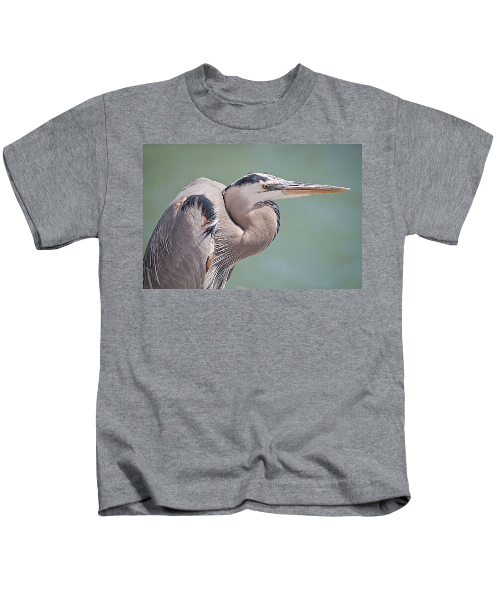 Great Blue Heron Kids T-Shirt featuring the photograph La Garza by Steven Sparks