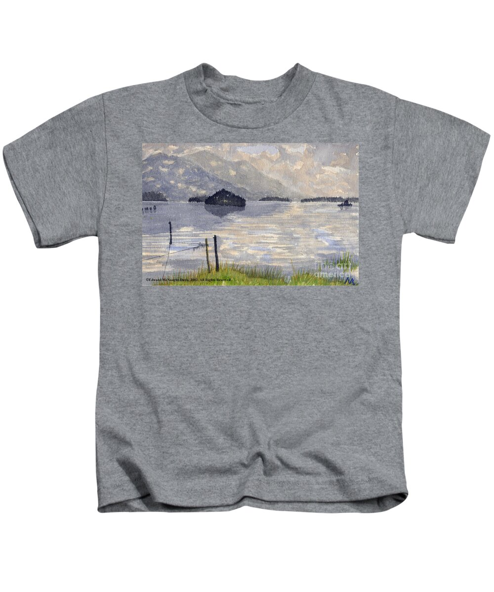 Lake Kilarney Kids T-Shirt featuring the painting Lake Kilarney Ring of Kerry Watercolour Painting by Edward McNaught-Davis