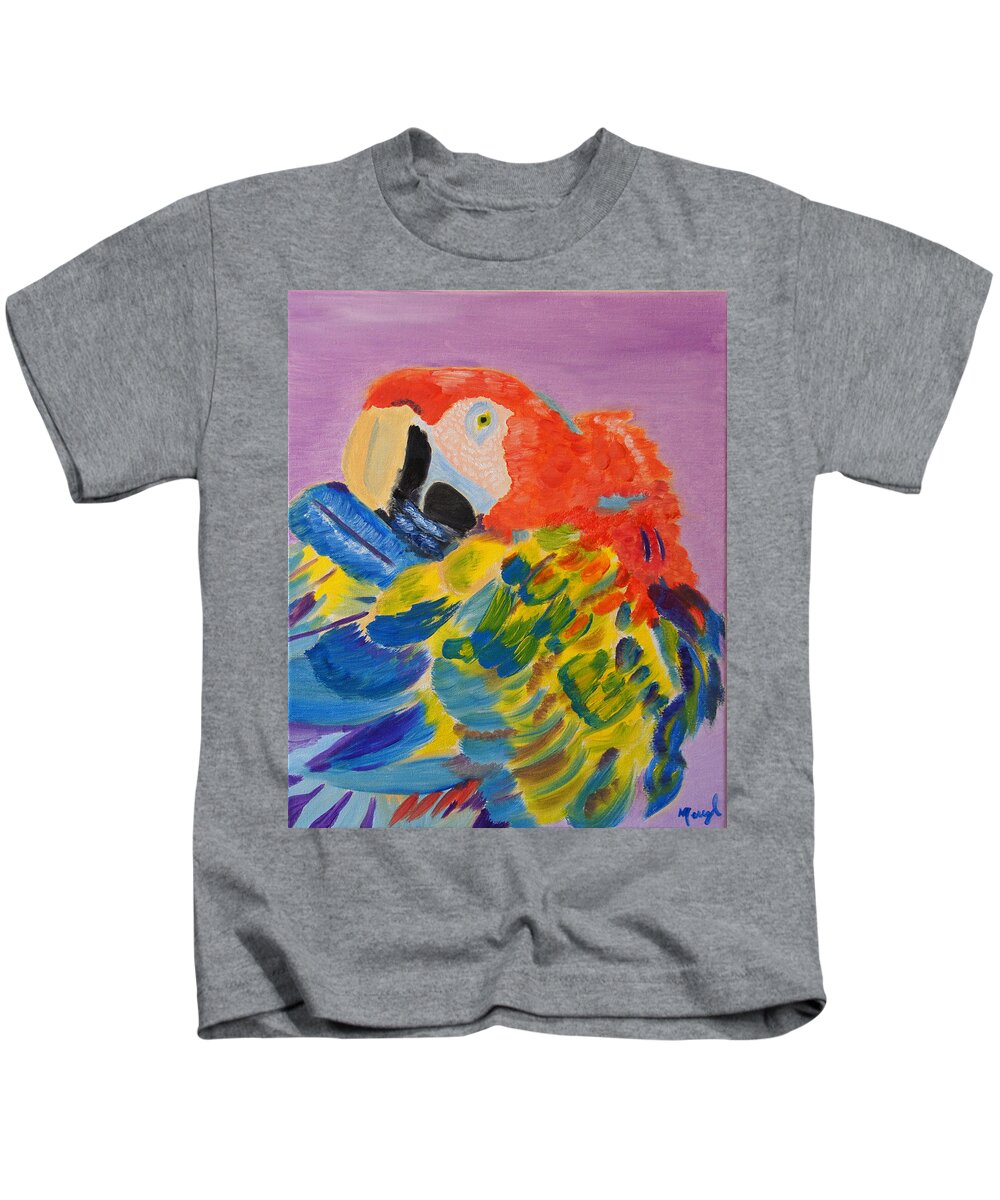 Parrot Kids T-Shirt featuring the painting Nature's Painting by Meryl Goudey