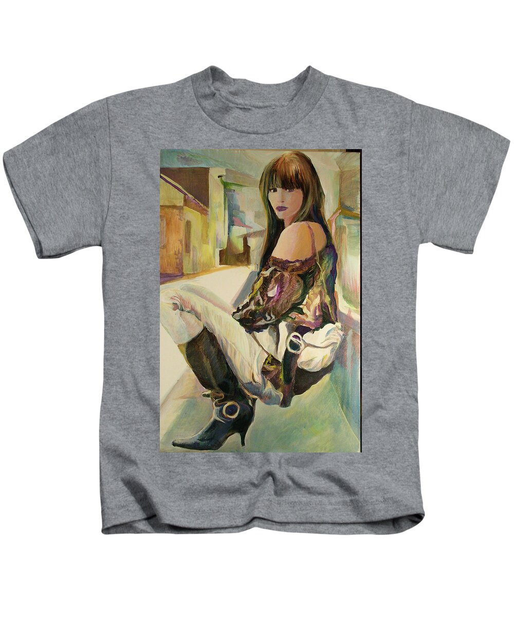 Fashion Kids T-Shirt featuring the painting Pania Rose by Jean-Marc Robert