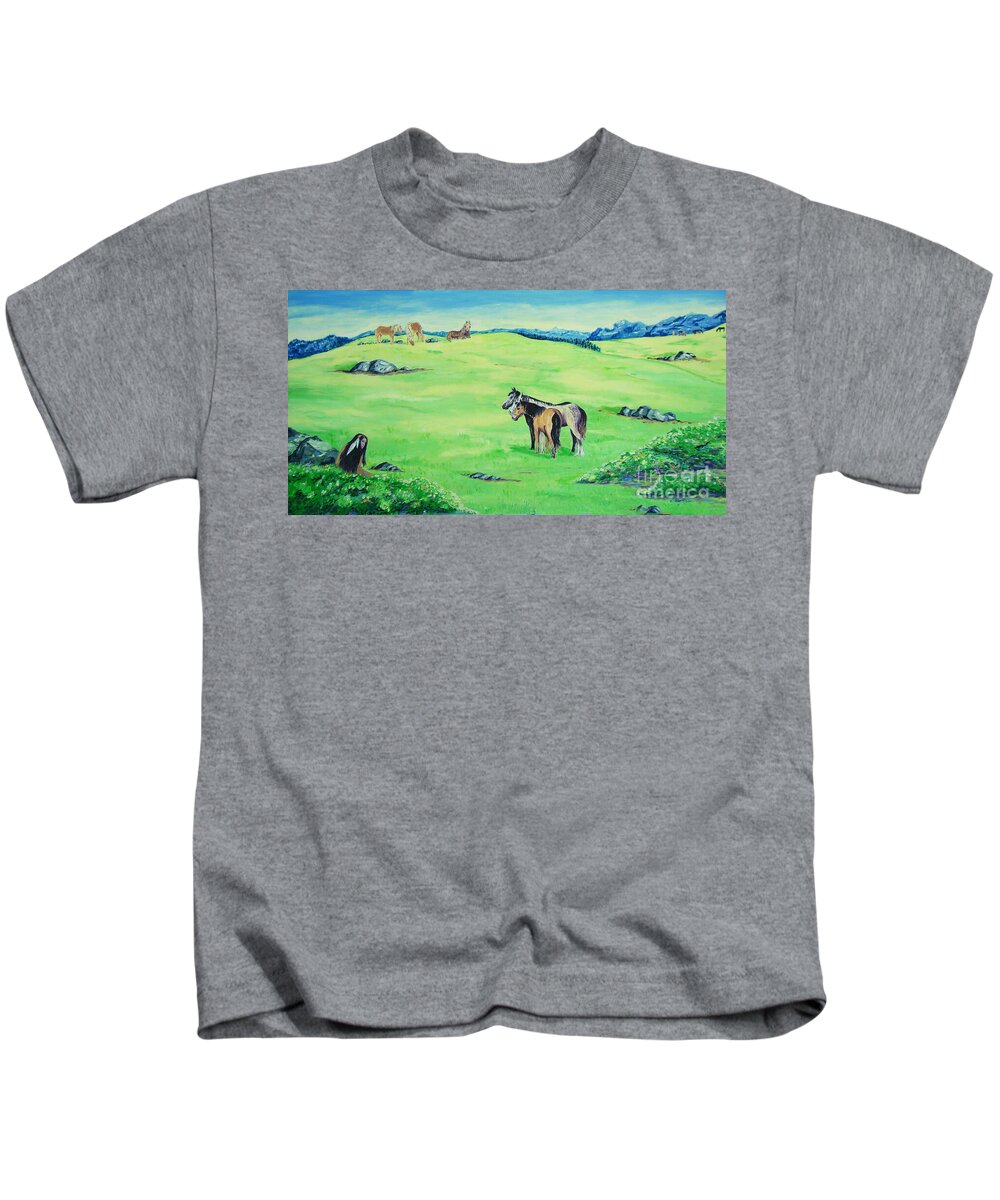 Peace In The Valley Kids T-Shirt featuring the painting Peace in the Valley by Lisa Rose Musselwhite
