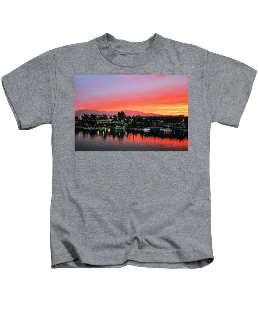 Lake Havasu Kids T-Shirt featuring the photograph Sunset on Lake Havasu by Kristin Elmquist