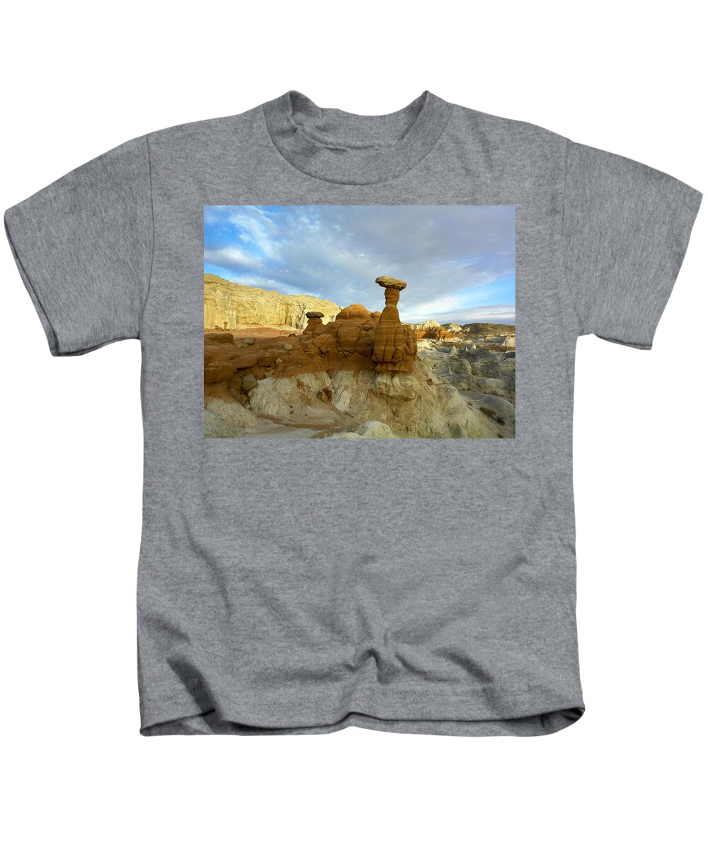 00175552 Kids T-Shirt featuring the photograph Toadstool Caprocks Grand Staircase by Tim Fitzharris
