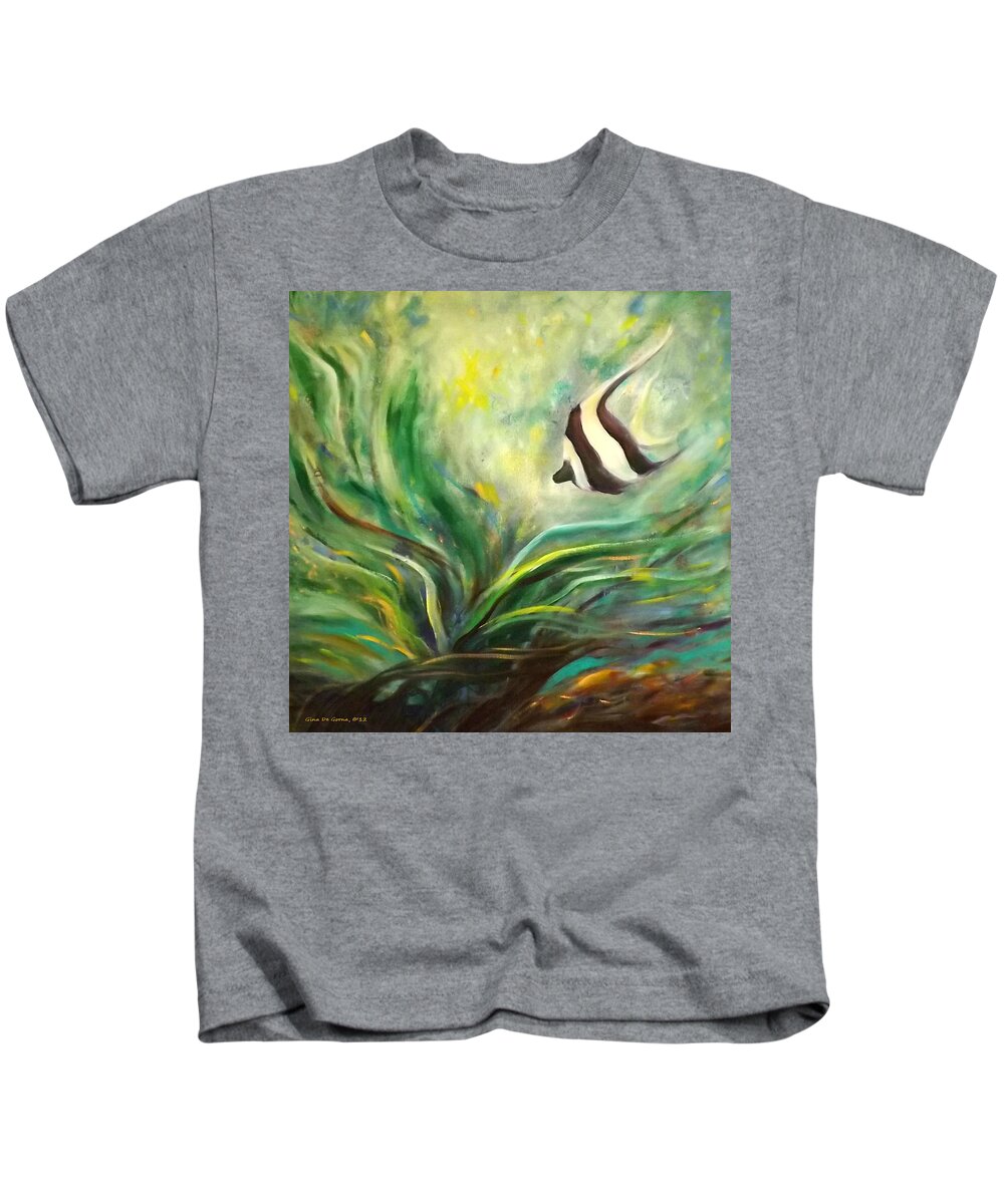 Fish Kids T-Shirt featuring the painting Under the Sea 19 by Gina De Gorna