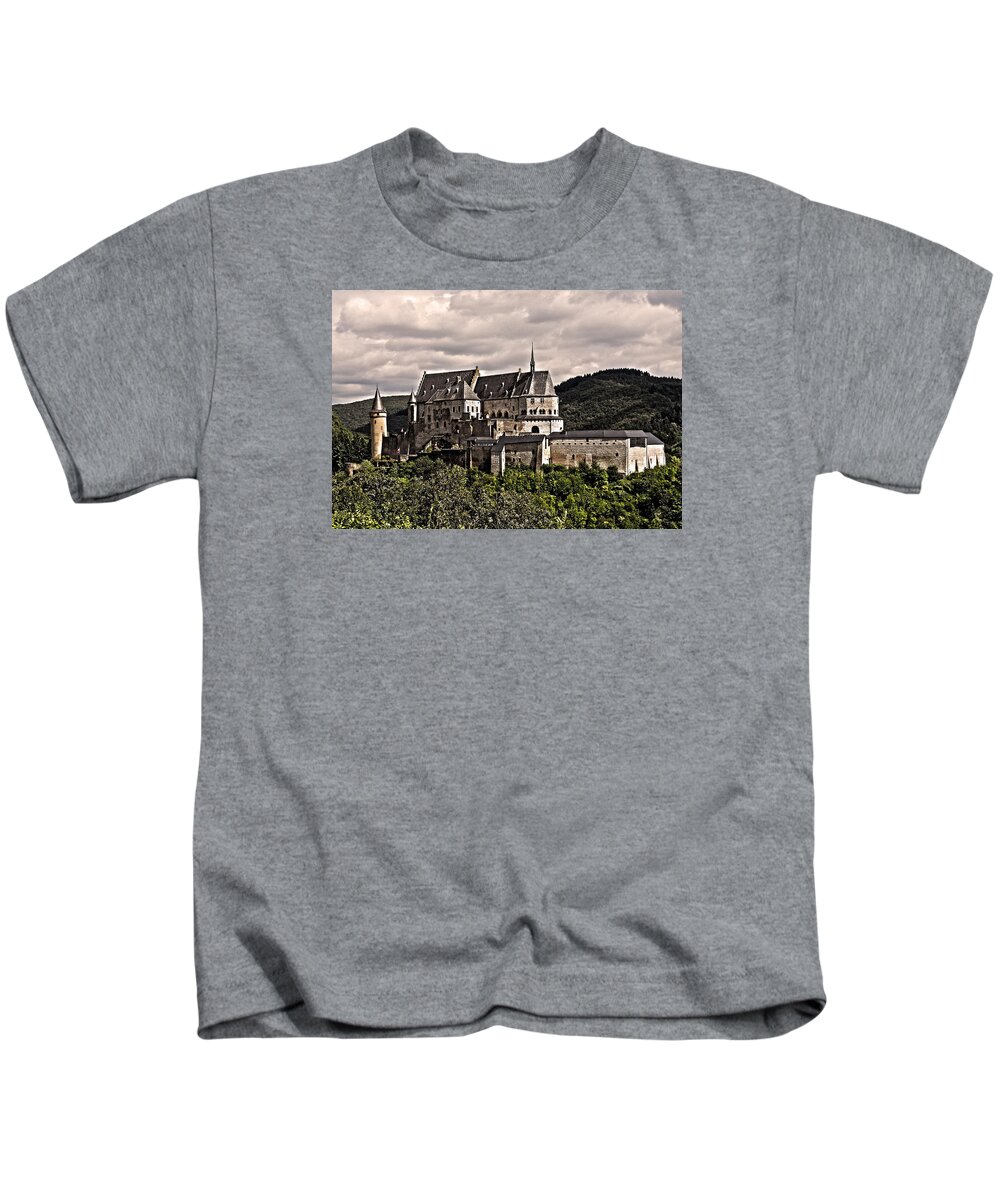 Europe Kids T-Shirt featuring the photograph Vianden Castle - Luxembourg by Juergen Weiss