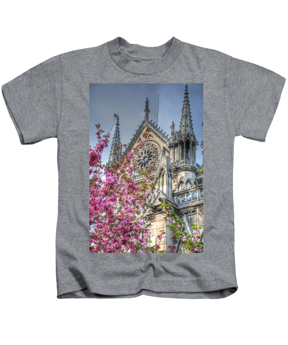 Notre Dame Kids T-Shirt featuring the photograph Vibrant Cathedral by Jennifer Ancker
