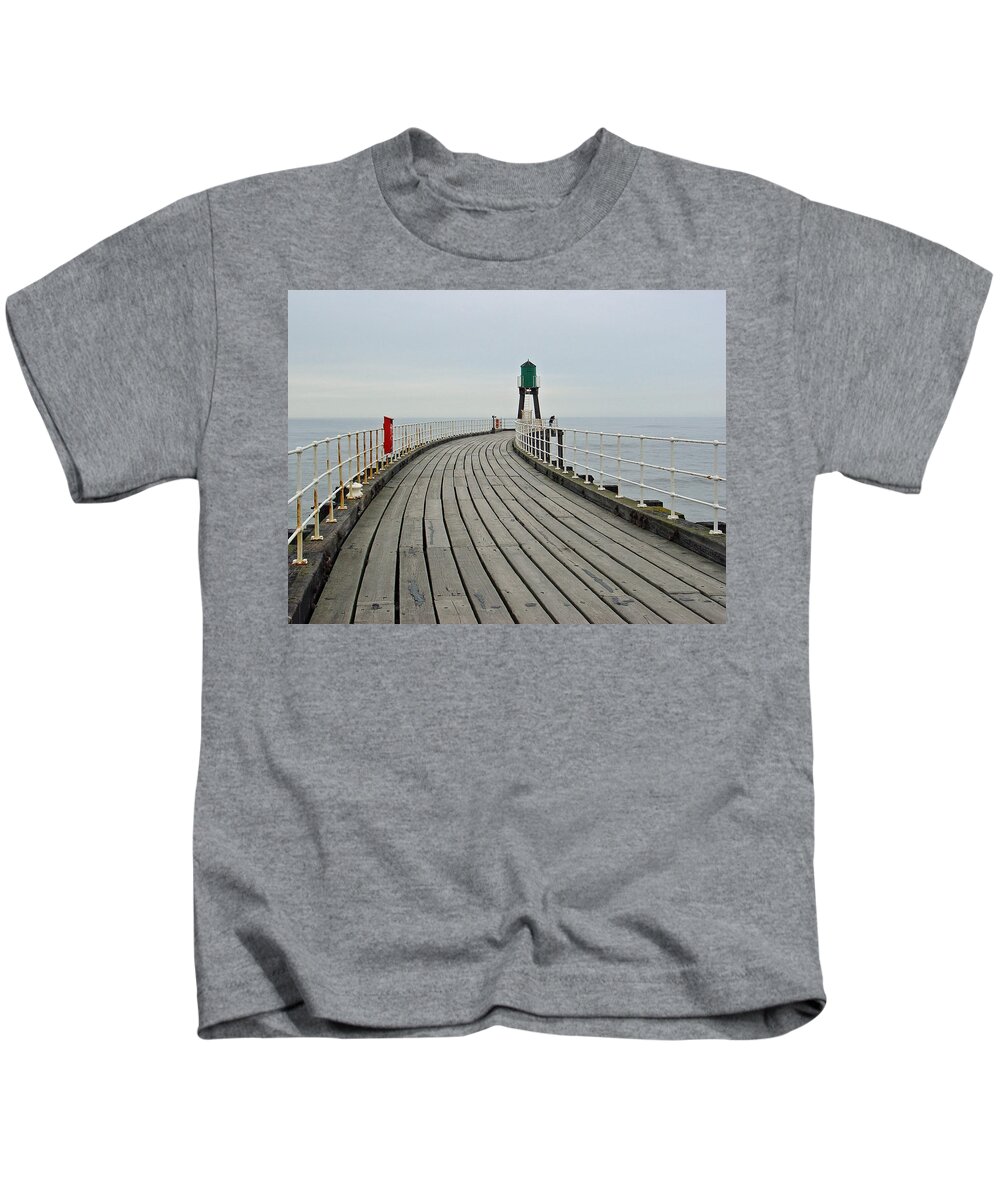Ladder Kids T-Shirt featuring the photograph West Pier and Beacon by Rod Johnson