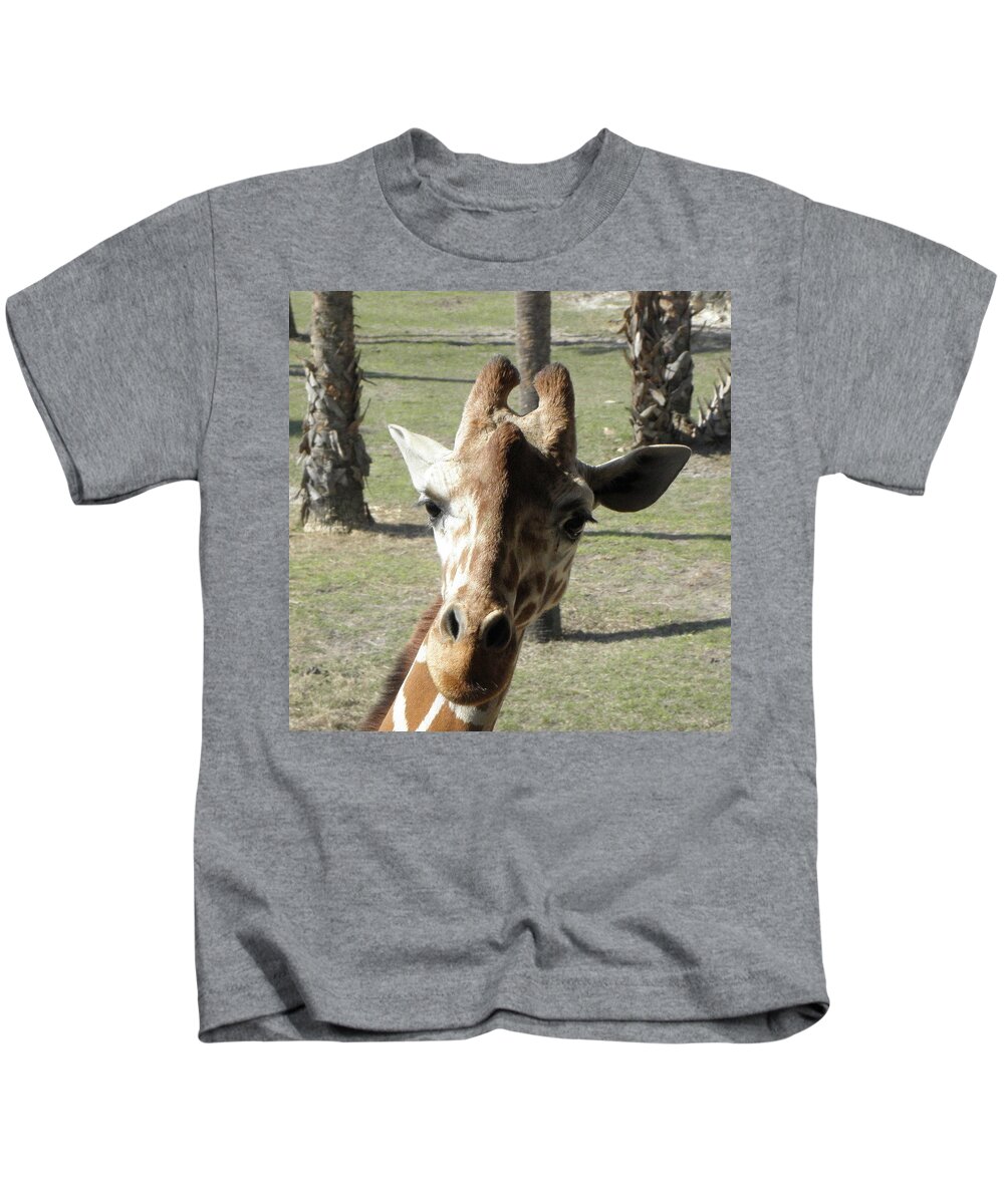 Giraffe Kids T-Shirt featuring the photograph What Are You Looking At by Kim Galluzzo