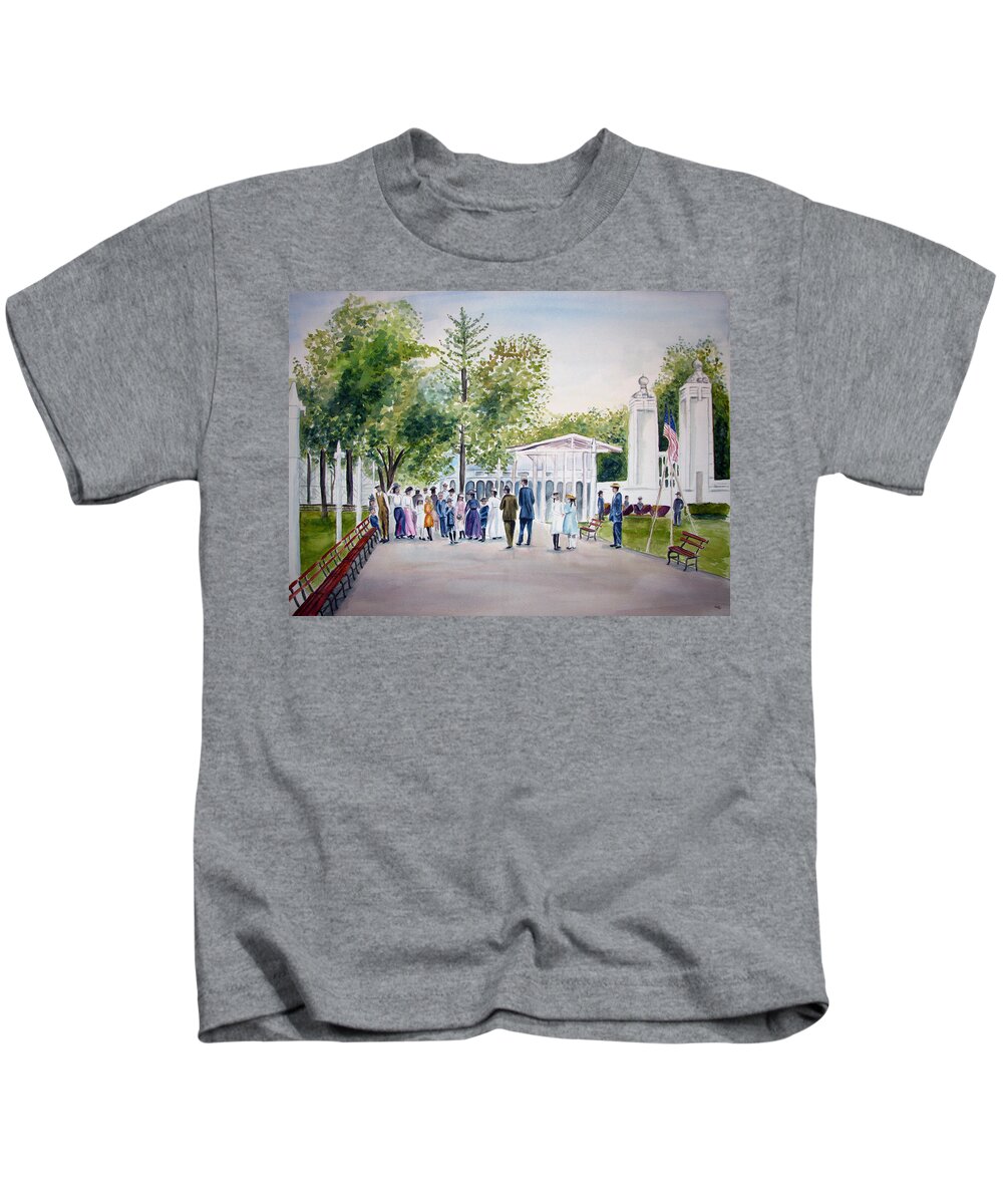 White City Kids T-Shirt featuring the painting White City by Clara Sue Beym