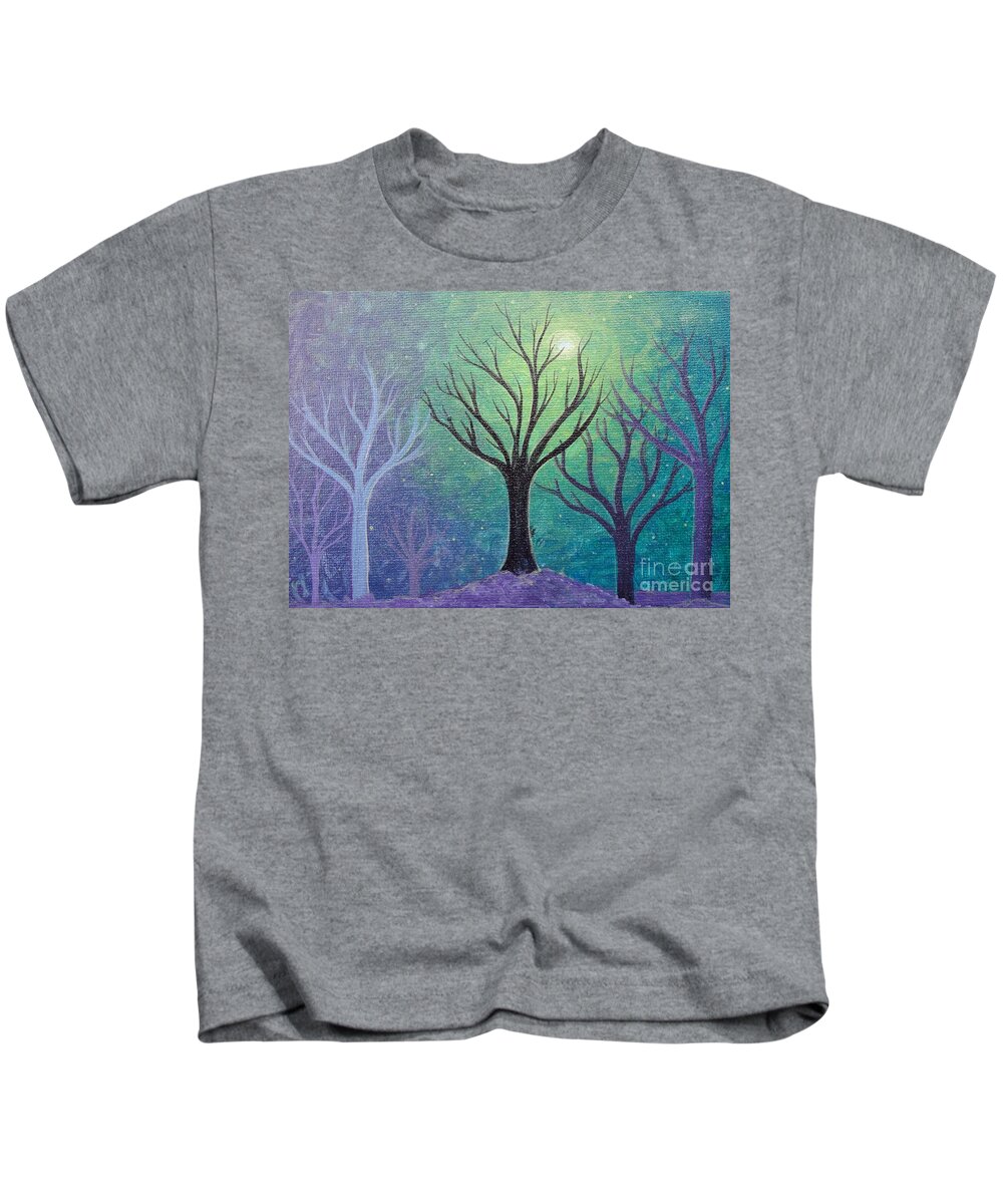 Winter Solitude 3 Kids T-Shirt featuring the painting Winter Solitude 3 by Jacqueline Athmann