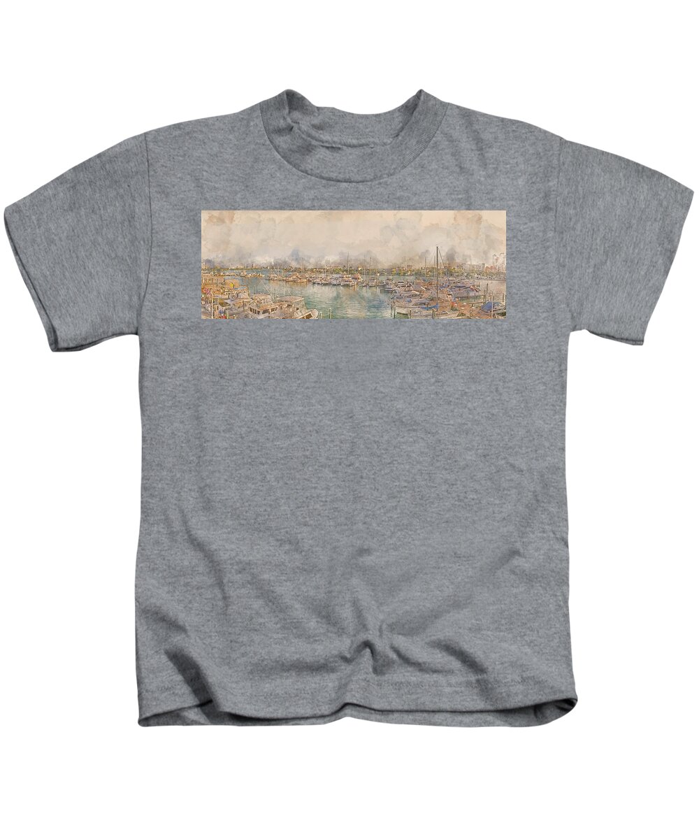 Clearwater Marina Kids T-Shirt featuring the digital art 10879 Clearwater Marina by Pamela Williams