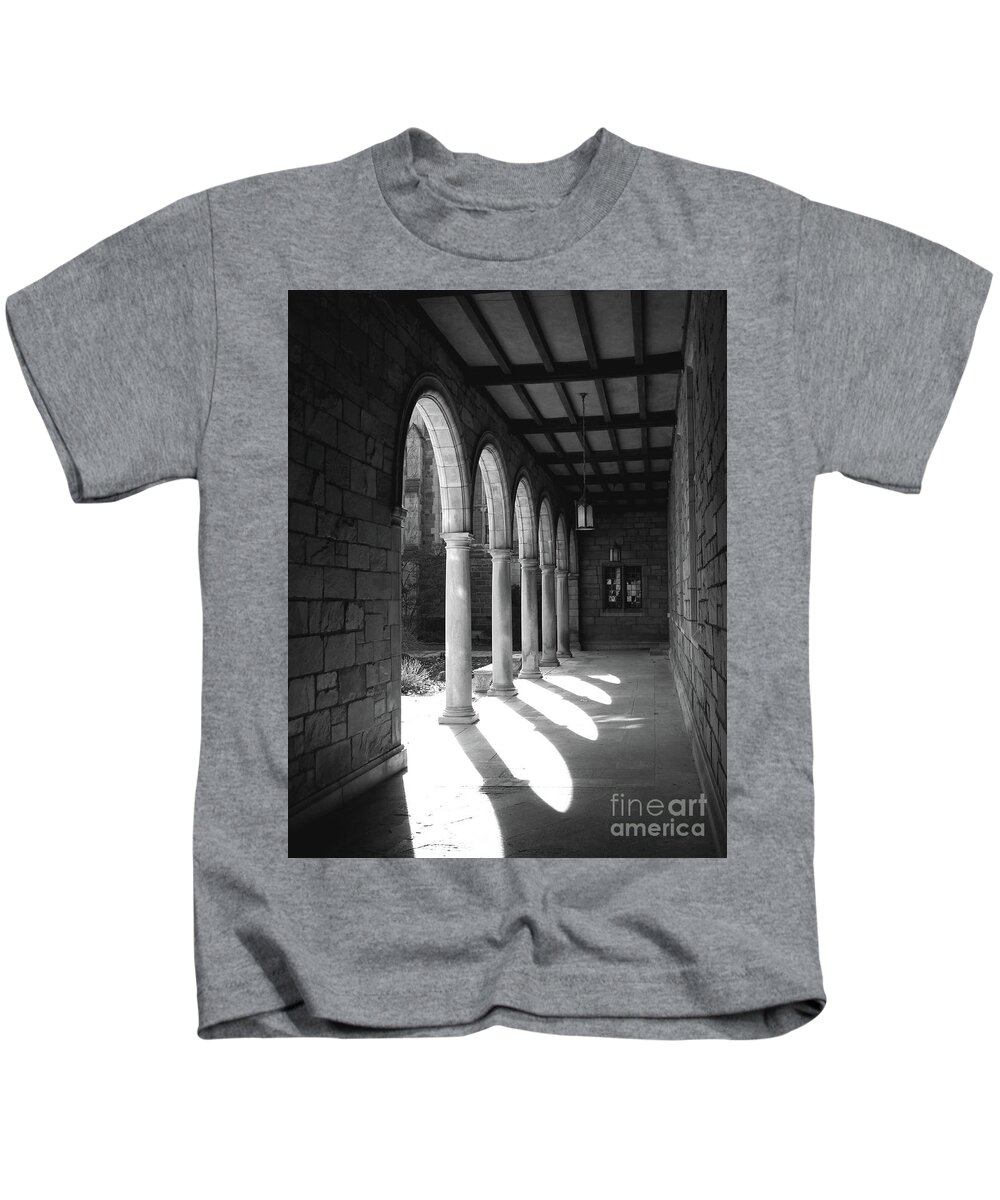 Ann Arbor Kids T-Shirt featuring the digital art Black And White Pillars #1 by Phil Perkins