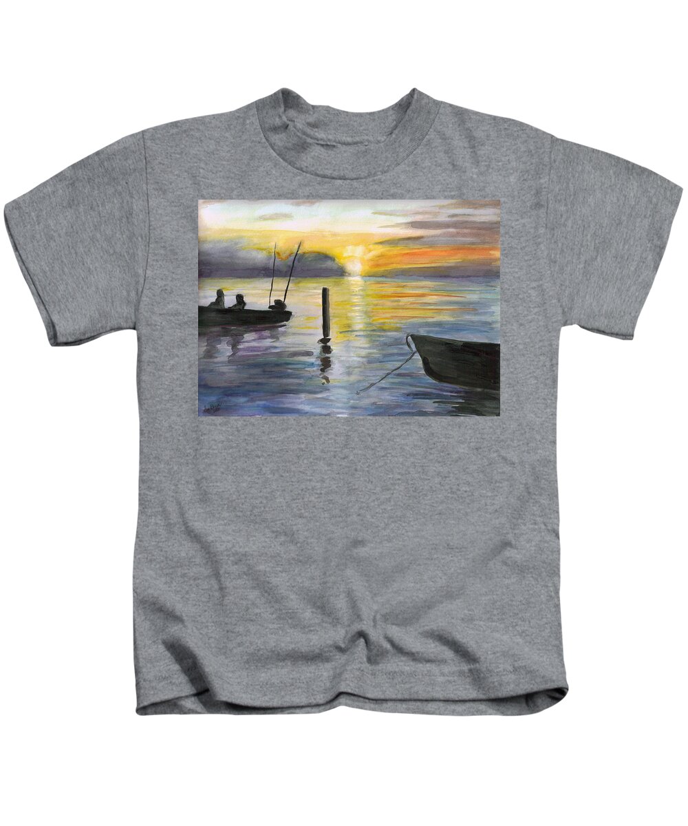 Chesapeake Kids T-Shirt featuring the painting Chesapeake Sunset #1 by Clara Sue Beym