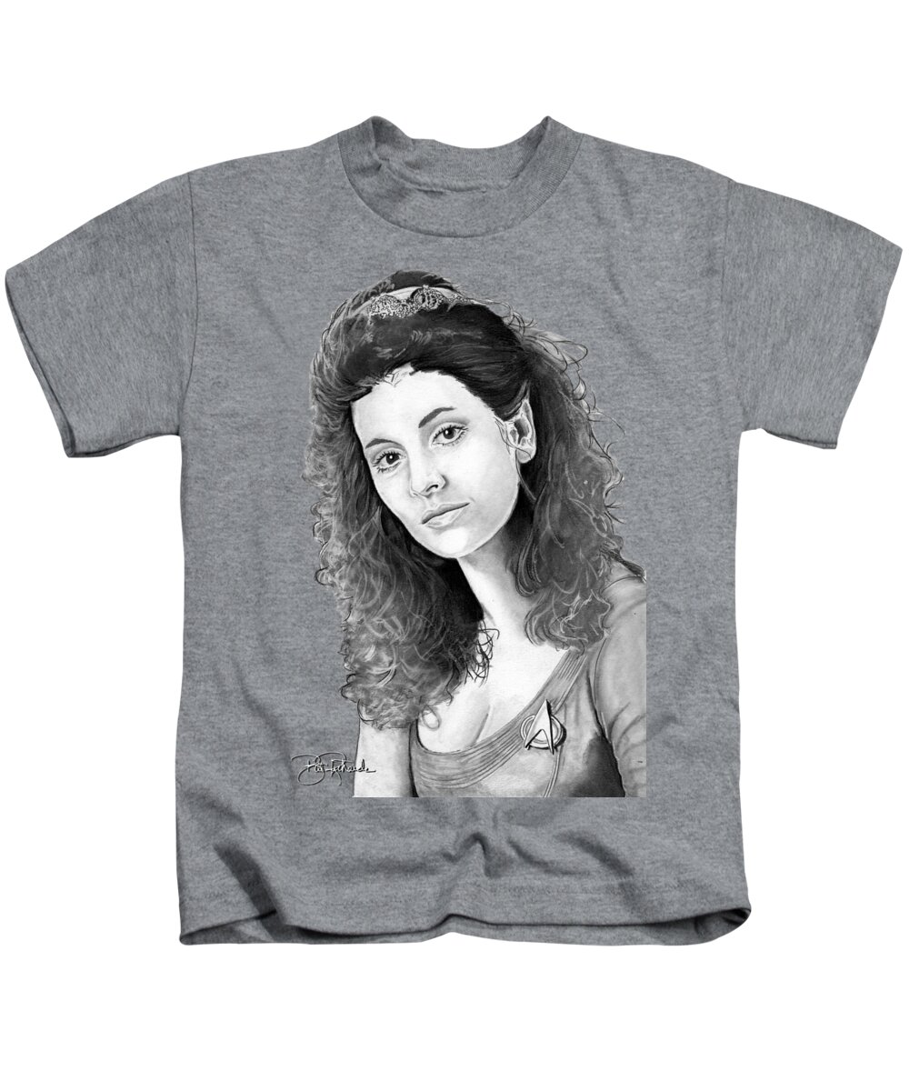 Counselor Kids T-Shirt featuring the drawing Counselor Deanna Troi #2 by Bill Richards