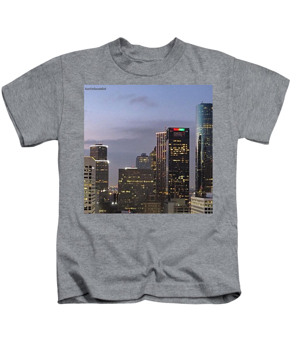 Houston Kids T-Shirt featuring the photograph #flashbackfriday - The View Of #1 by Austin Tuxedo Cat