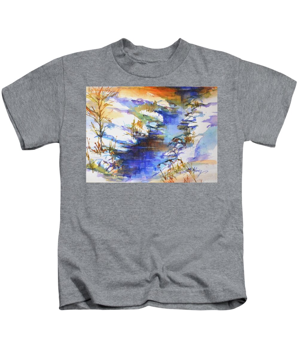 Snowy Kids T-Shirt featuring the painting For love of winter #3 #2 by Betty M M Wong
