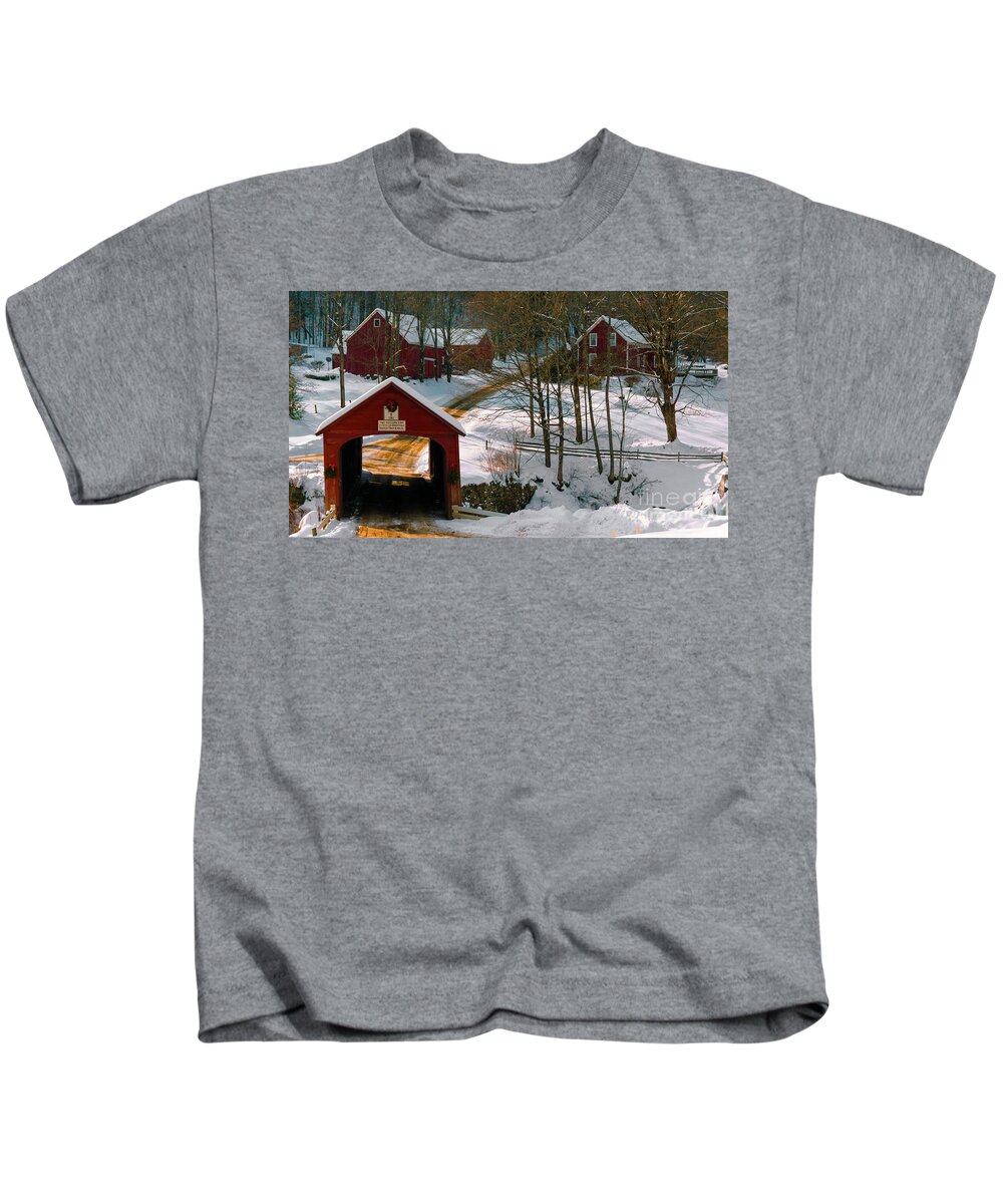 Green River Covered Bridge Kids T-Shirt featuring the photograph Green River Covered Bridge #2 by Scenic Vermont Photography