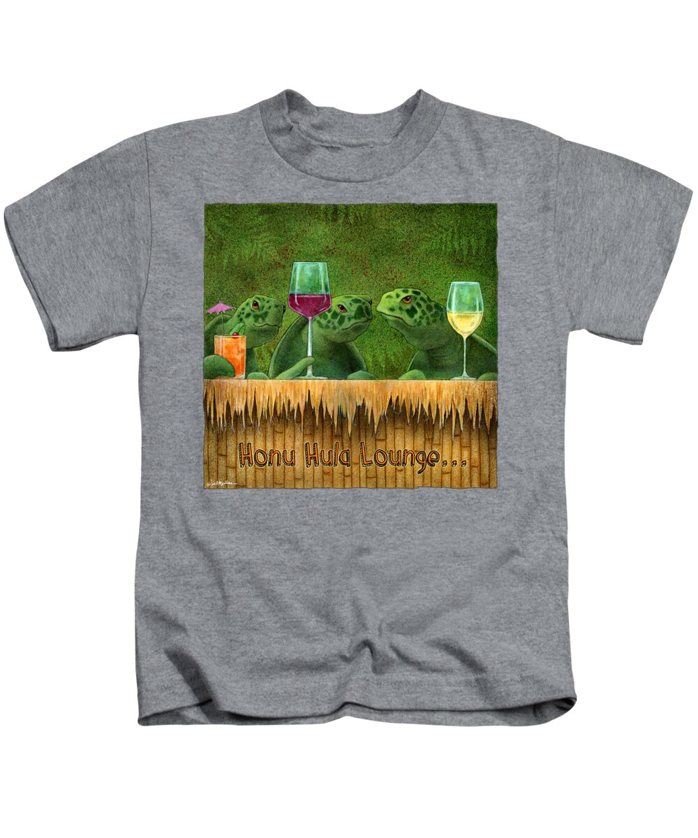 Will Bullas Kids T-Shirt featuring the painting Honu Hula Lounge... #1 by Will Bullas