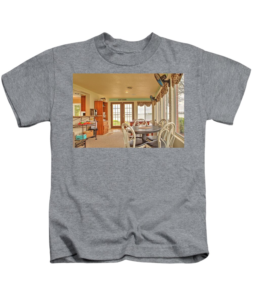 Lake View Kids T-Shirt featuring the photograph Lakeside Sunroom #1 by Jeff Kurtz